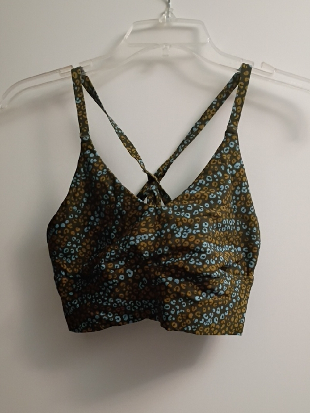 aerie Olive Green and Blue Leopard Print  Sports Bra